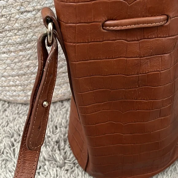 Sezane Farrow Camel Croco Bucket Bag - Picture 12 of 16